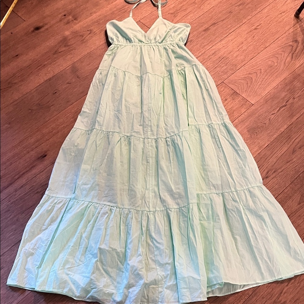 EXPRESS mint green tiered maxi halter dress, size small